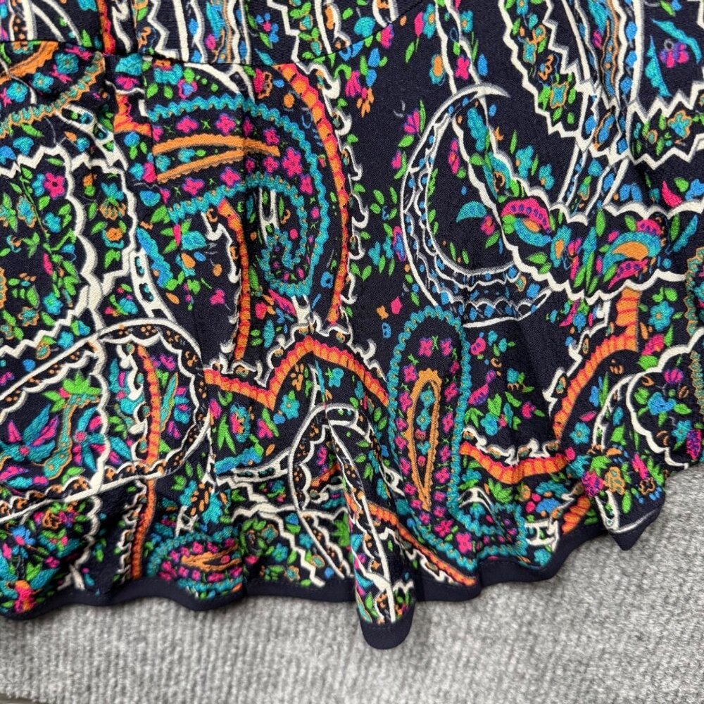 Maeve Anthropologie Boho Paisley Dress Flowy Long Sleeve Navy/Multicolor Size S - Picture 8 of 15